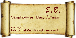 Singhoffer Benjámin névjegykártya